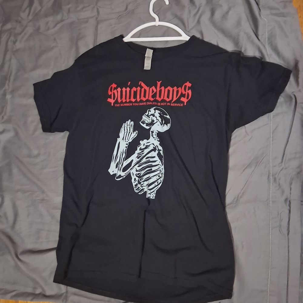 Suicideboys Black Graphic Tee with Skeleton and Red Logo